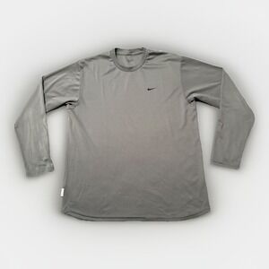 Nike Men's T-Shirt XL  Dri-Fit Gray Long Sleeve Swoosh‎ Logo Gym Active